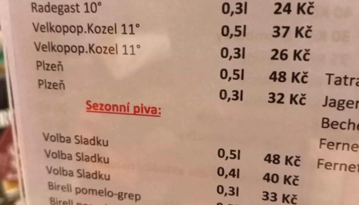 Plzenska Pivnice Karolinka Menu - U Sokolovny 81