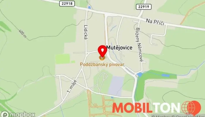 mapa PodDžbánský Pivovar+Penzion Pivovarská restaurace, Penzion, Pivovar, Hotel v Velká Strana 2