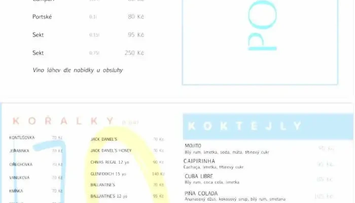 Podloubi Mnisek Menu - 5. Května