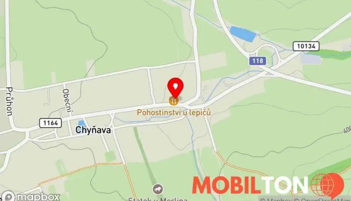 mapa Pohostinství U Lepičů Restaurace, Hospoda v Chyňava