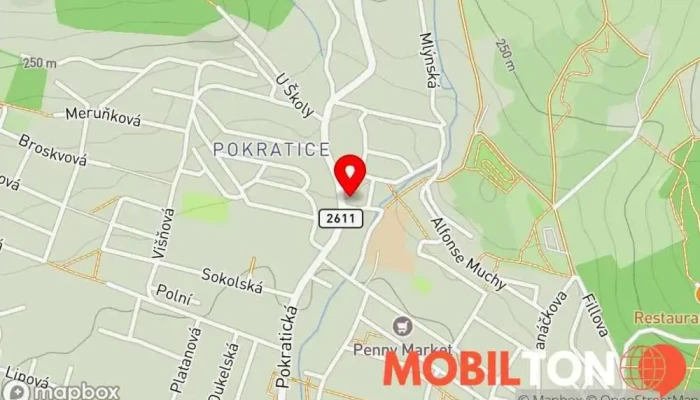 mapa Pokratická Hospúdka Restaurace v Pokratická