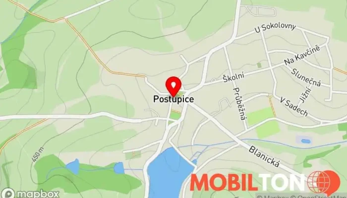 mapa Postupice  v 