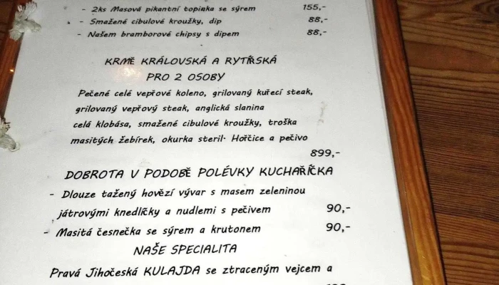 Pribram   Stredoveky Hostinec U Pletanku Menu - Zdabořská 61