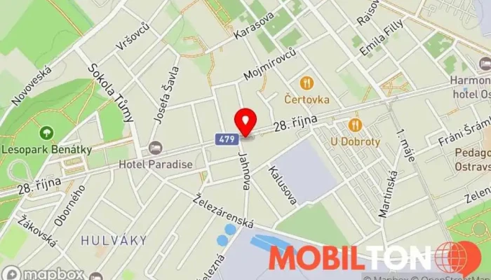 mapa Pront Mobil Prodej mobilních telefonů, Opravna elektroniky v 28. října 102/243