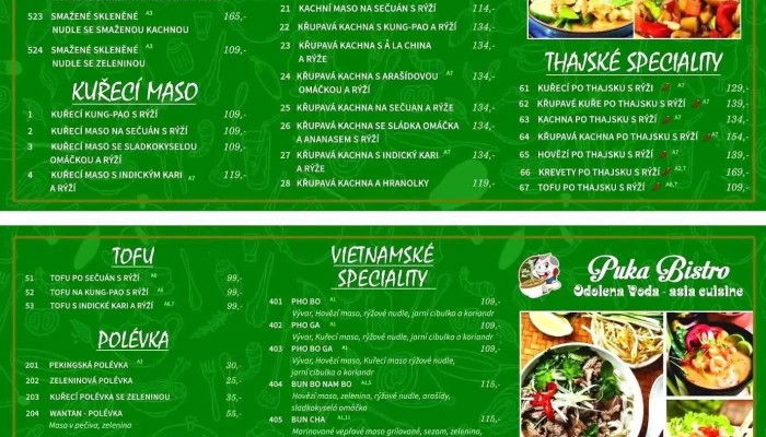 Puka Bistro -  Menu - Komenského 274