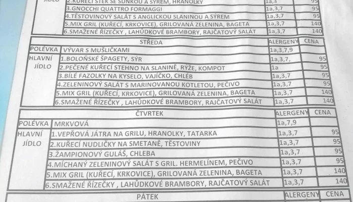 R -  Club R - estaurace Menu - Krátká 435