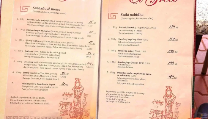 Recka Restaurace El Greco Menu - Hradišťko 285