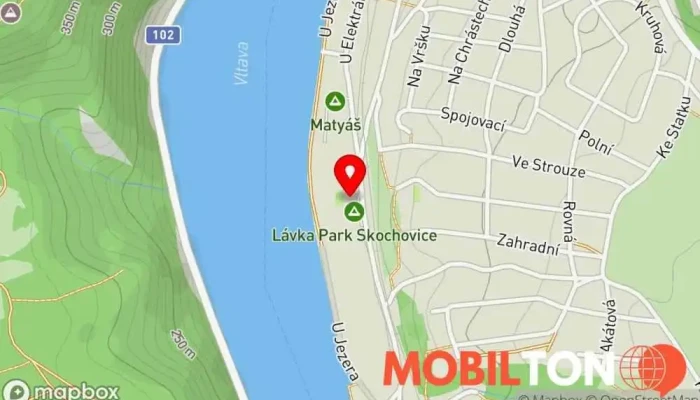 mapa Rekreační areál Klub Lávka Skochovice Restaurace v Vltavská 654