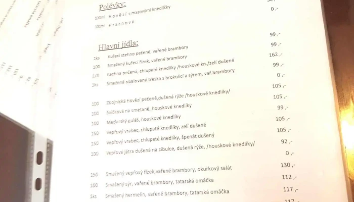 Restaurace -    U Laznicku Menu - Brodská 25