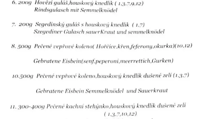 Restaurace 9999 -  Menu - Vilémovská 286