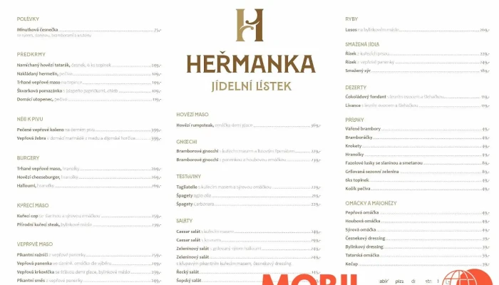 Restaurace A Bistro Hermanka Menu - Nám. Jana Heřmana 102