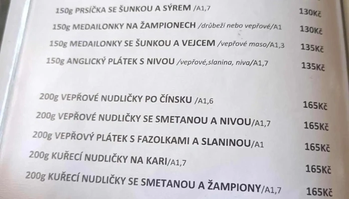 Restaurace A Kavarna U Kuse Menu - Havlíčkovo Nám. 101