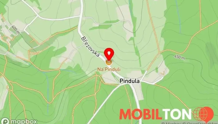 mapa Restaurace a penzion Na Pinduli Česká restaurace, Penzion v Březovská 86