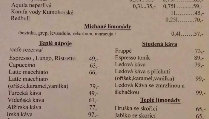 Restaurace A Sklepni Bar U Haviru Menu - Šultysova 154/2