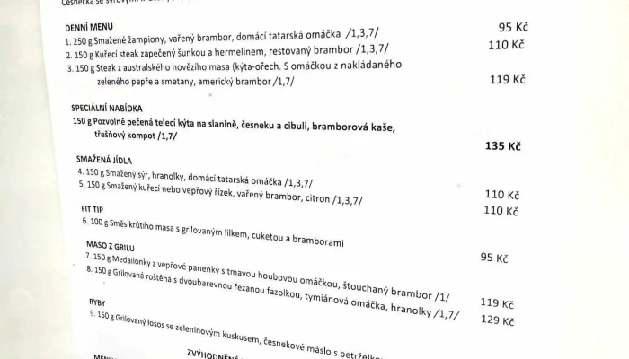 Restaurace Arbeska -  Menu - Praha 5-smíchov