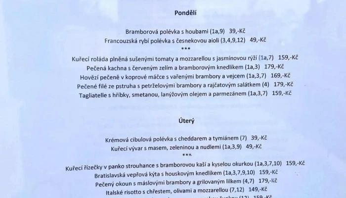 Restaurace Barbora -  Menu - Žižkov