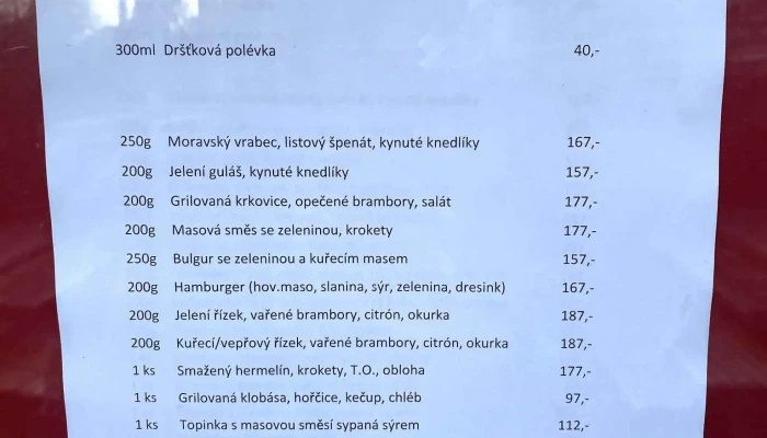 Restaurace Beseda Lovosice -  Menu - Dlouhá 83/4