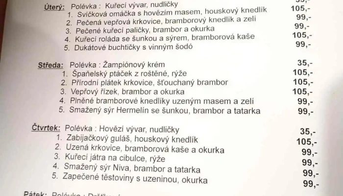 Restaurace Brio Menu - Vysoká 92