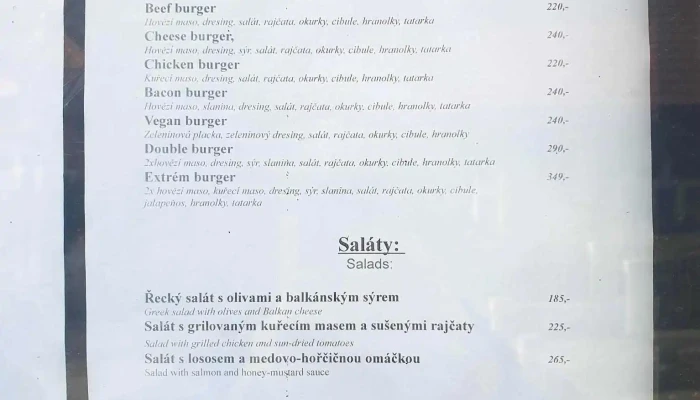 Restaurace Buongiorno -  Menu - Karlštejn