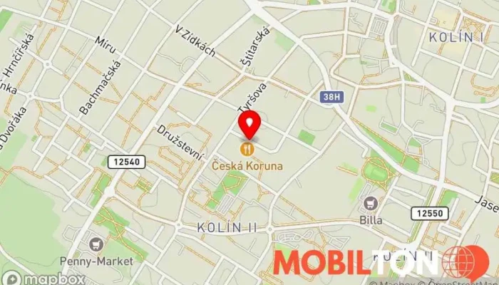 mapa Restaurace ČESKÁ KORUNA Česká restaurace v Slovenská 1040