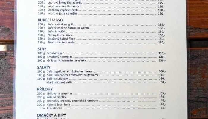 Restaurace Ceska Koruna Menu - Slovenská 1040