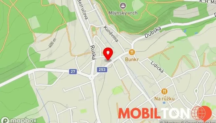 mapa Restaurace Čtyřlístek Restaurace v Krušnohorská 567
