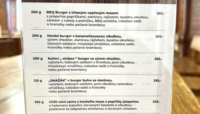 Restaurace Daliborka -  Menu - Nové Město