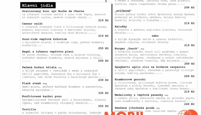 Restaurace Dasch -  Menu - Revoluční 408