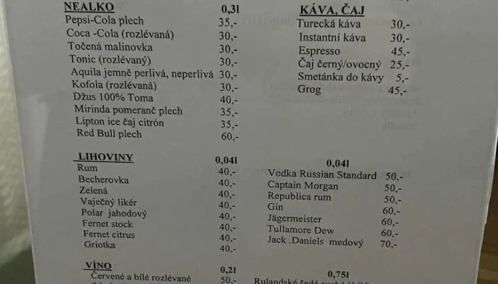 Restaurace Delnicky Dum Kamenne Zehrovice Menu - 1. Máje 249