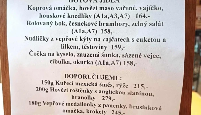 Restaurace Drmlovka -  Menu - Vysoká Pec