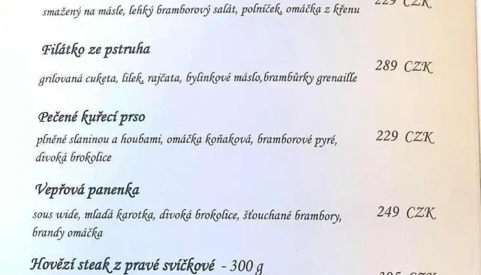 Restaurace Esme Menu - Lhotecká 1535