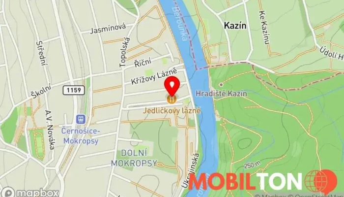 mapa Restaurace Jedličkovy Lázně Restaurace v Černošice