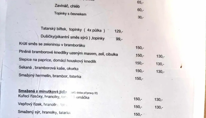 Restaurace Jedlickovy Lazne Menu - Černošice
