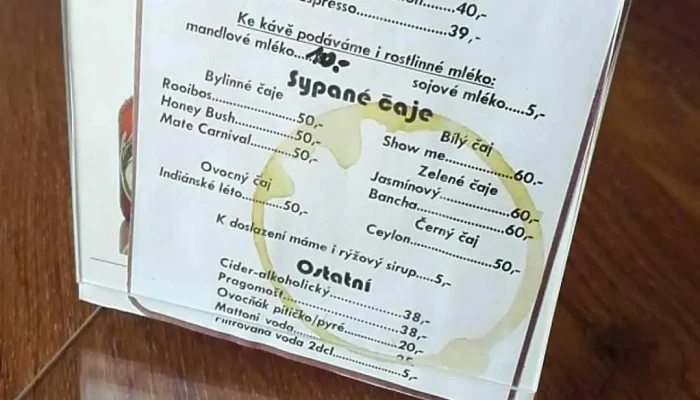 Restaurace Klicek Menu - Velké Valy 234