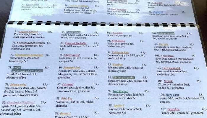 Restaurace Klubovna -  Menu - Křečovice-neveklov