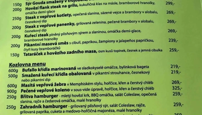 Restaurace Kozlovna Smetanovo Namesti Menu - Smetanovo Nám. 1975