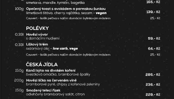 Restaurace La Musica -  Menu - Obecní Dvůr
