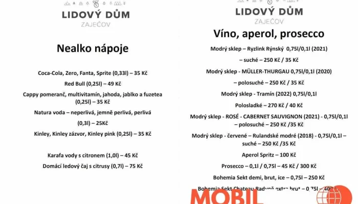 Restaurace Lidovy Dum Menu - Zaječov
