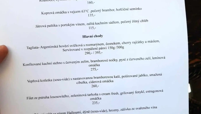 Restaurace Mastal Doksy Menu - U Kapličky 412