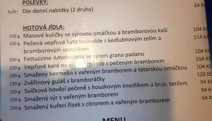Restaurace Melicharka -  Menu - Františka Melichara 1975