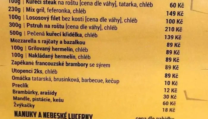 Restaurace Minigolf -  Menu - Sladovnická 26