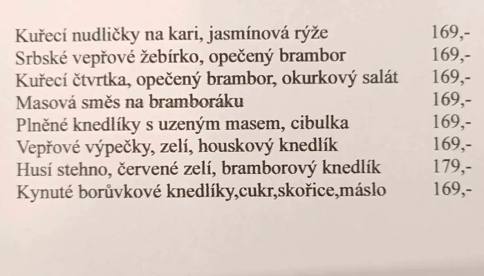 Restaurace Motorest Zavadilka 2 -  Menu - Jizbice-nymburk 2