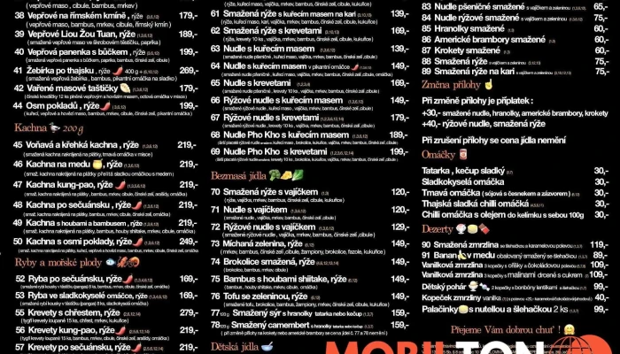 Restaurace Muma -  Menu - Pražská 454