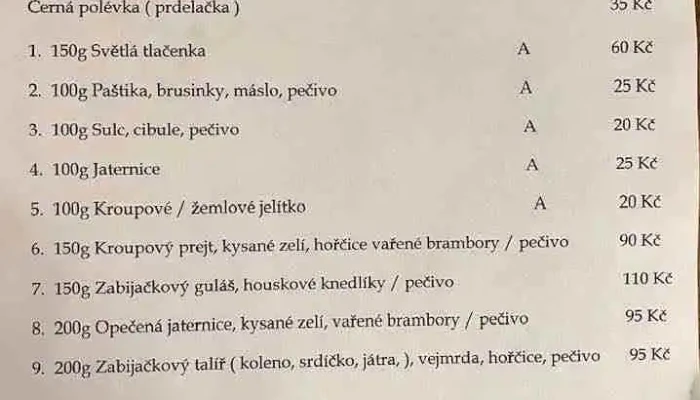 Restaurace Na Horach Menu - Poděbrady Iii