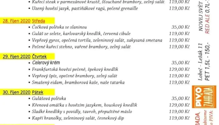 Restaurace Na Hradbach Menu - 9, Nám. Míru 10