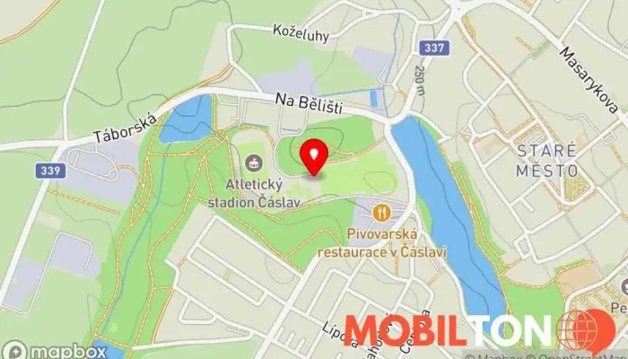 mapa Restaurace Na Hřišti FK Čáslav Restaurace v Na Bělišti 1664