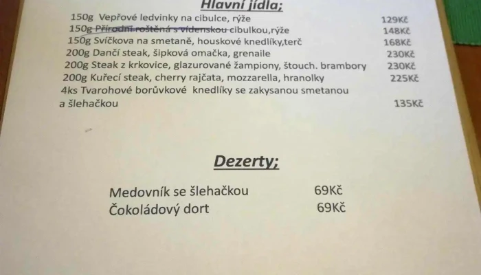 Restaurace Na Kempu -  Menu - Poděbrady Iii