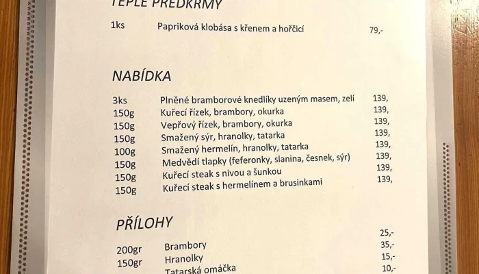 Restaurace Na Krizovatce Menu - Nové Město