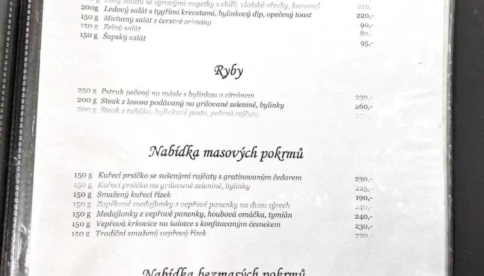 Restaurace Na Marjance Menu - Pražská 67/15