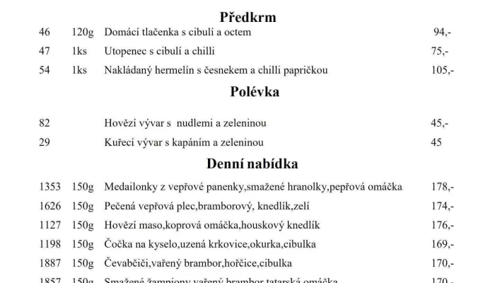 Restaurace Na Melniku Menu - Praha 7-holešovice